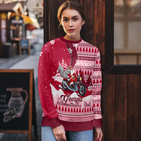 Georgia Christmas Ugly Christmas Sweater Santa Claus Riding Motorcycle With Gray Squirrel - Wonder Print Shop