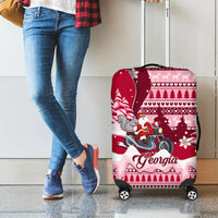Georgia Christmas Luggage Cover Santa Claus Riding Motorcycle With Gray Squirrel - Wonder Print Shop