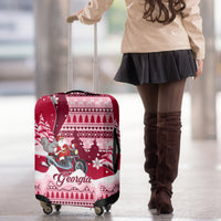 Georgia Christmas Luggage Cover Santa Claus Riding Motorcycle With Gray Squirrel - Wonder Print Shop
