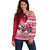 Georgia Christmas Off Shoulder Sweater Santa Claus Riding Motorcycle With Gray Squirrel - Wonder Print Shop