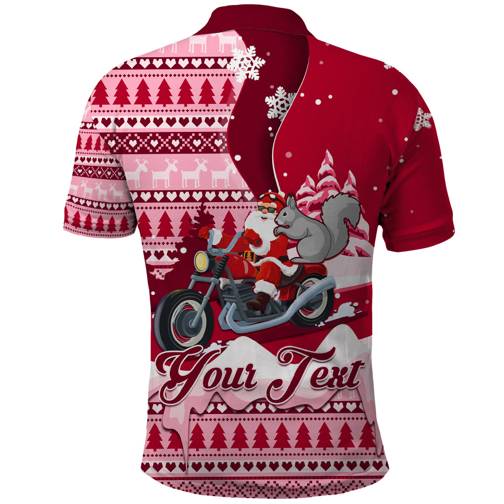 Georgia Christmas Polo Shirt Santa Claus Riding Motorcycle With Gray Squirrel - Wonder Print Shop