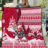 Georgia Christmas Quilt Santa Claus Riding Motorcycle With Gray Squirrel - Wonder Print Shop