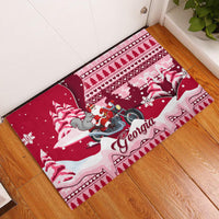 Georgia Christmas Rubber Doormat Santa Claus Riding Motorcycle With Gray Squirrel - Wonder Print Shop