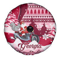 Georgia Christmas Spare Tire Cover Santa Claus Riding Motorcycle With Gray Squirrel - Wonder Print Shop