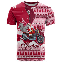 Georgia Christmas T Shirt Santa Claus Riding Motorcycle With Gray Squirrel - Wonder Print Shop
