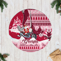 Georgia Christmas Tree Skirt Santa Claus Riding Motorcycle With Gray Squirrel - Wonder Print Shop