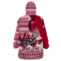 Georgia Christmas Wearable Blanket Hoodie Santa Claus Riding Motorcycle With Gray Squirrel - Wonder Print Shop