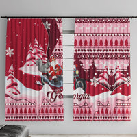Georgia Christmas Window Curtain Santa Claus Riding Motorcycle With Gray Squirrel - Wonder Print Shop