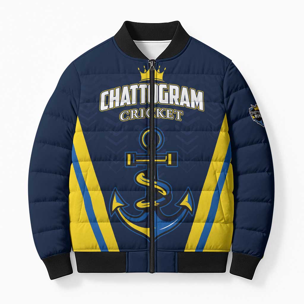 Custom Chattogram Cricket Royals Bomber Puffer Jacket Passion Power Purpose - Wonder Print Shop