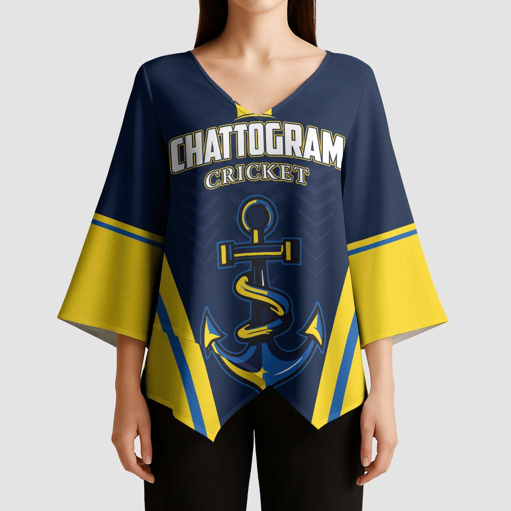 Custom Chattogram Cricket Royals Kimono Sleeve Blouse Passion Power Purpose - Wonder Print Shop