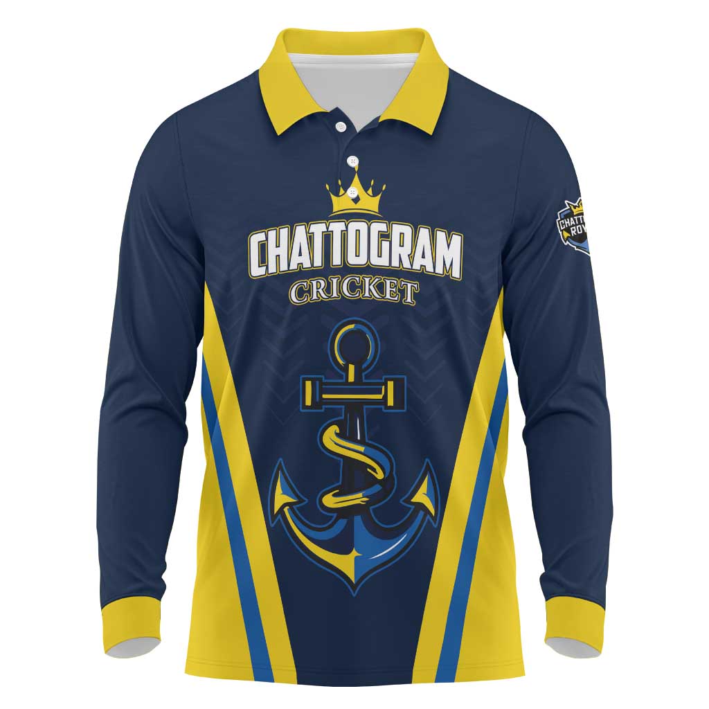 Custom Chattogram Cricket Royals Long Sleeve Polo Shirt Passion Power Purpose - Wonder Print Shop