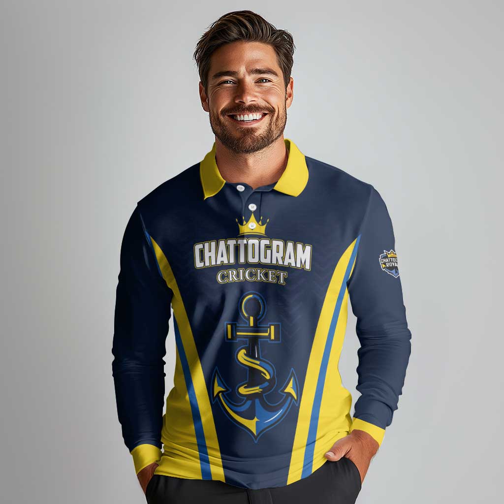 Custom Chattogram Cricket Royals Long Sleeve Polo Shirt Passion Power Purpose - Wonder Print Shop