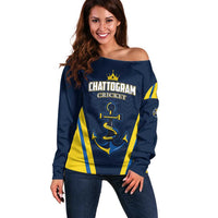 Custom Chattogram Cricket Royals Off Shoulder Sweater Passion Power Purpose - Wonder Print Shop