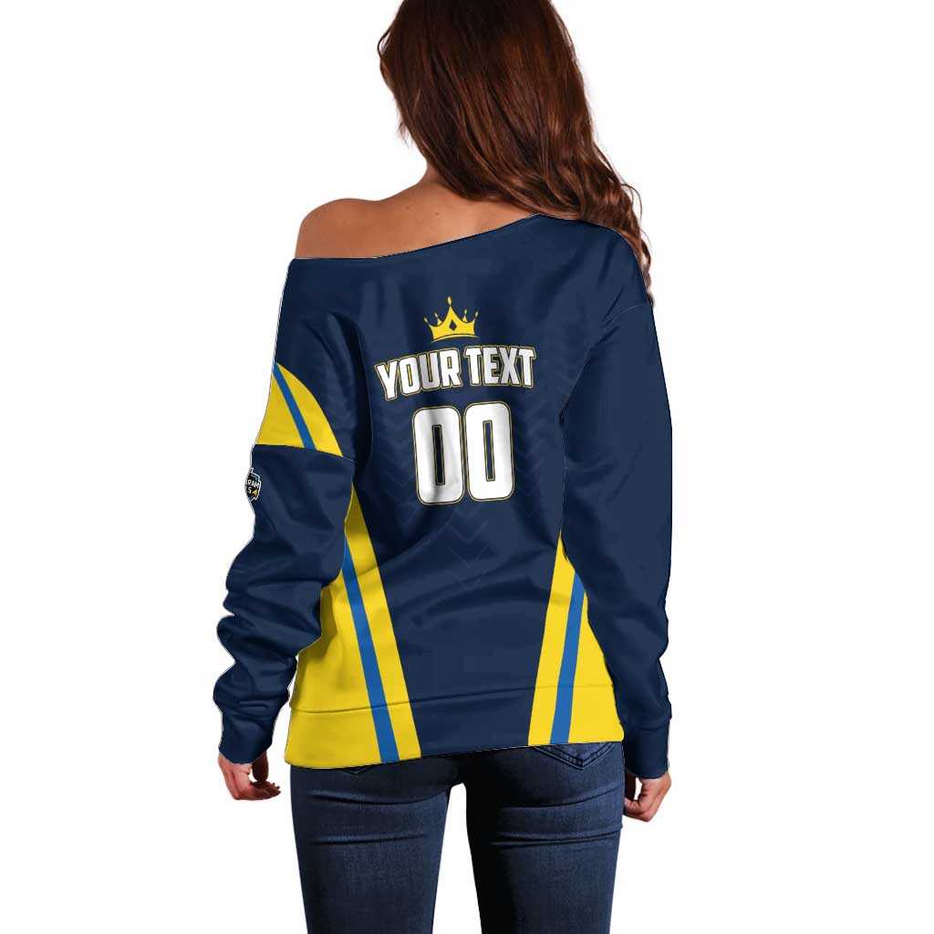 Custom Chattogram Cricket Royals Off Shoulder Sweater Passion Power Purpose - Wonder Print Shop