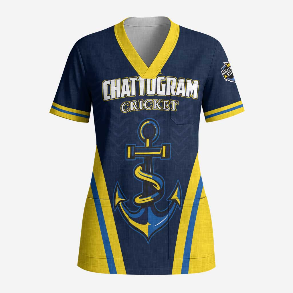 Custom Chattogram Cricket Royals Scrub Top Passion Power Purpose - Wonder Print Shop