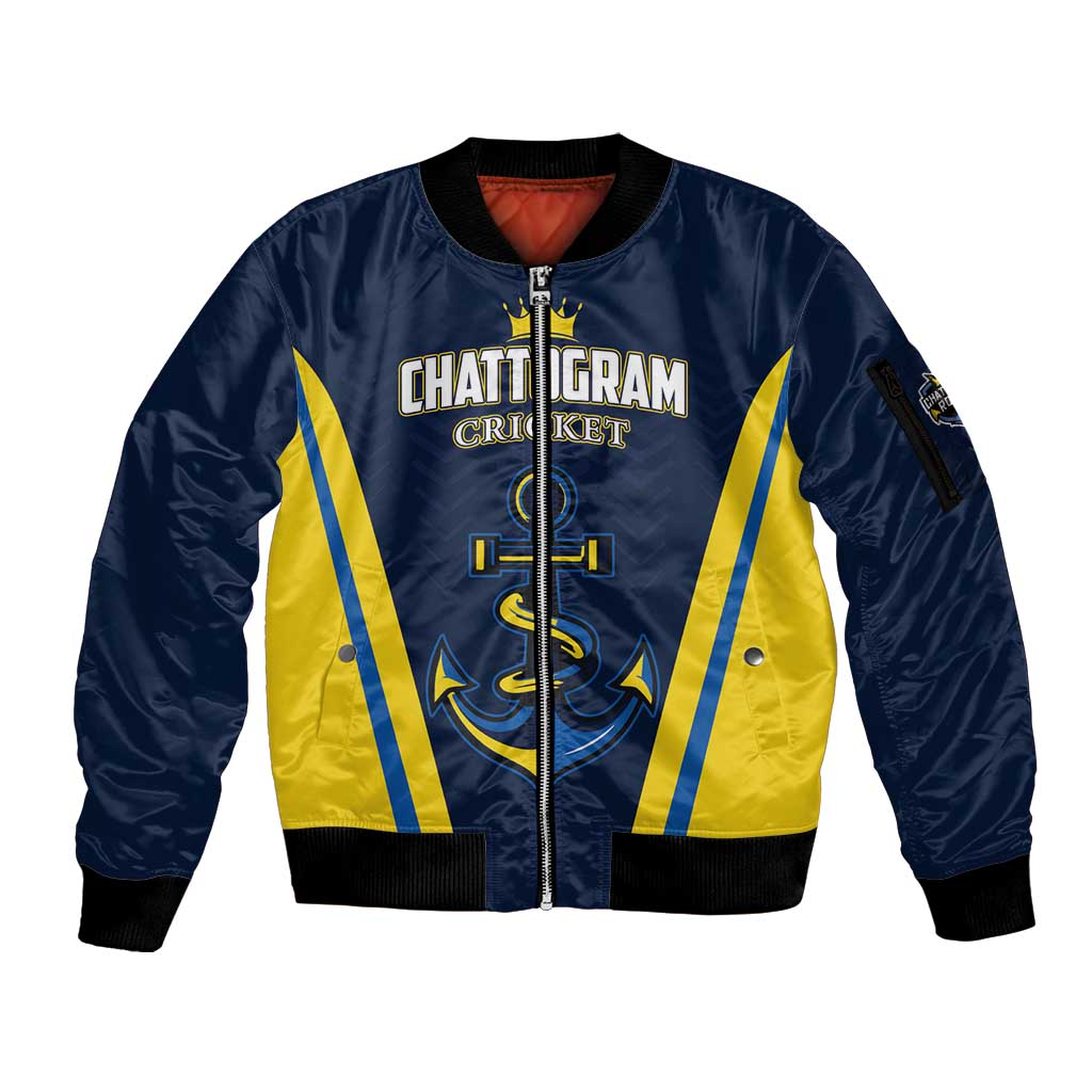 Custom Chattogram Cricket Royals Sleeve Zip Bomber Jacket Passion Power Purpose - Wonder Print Shop