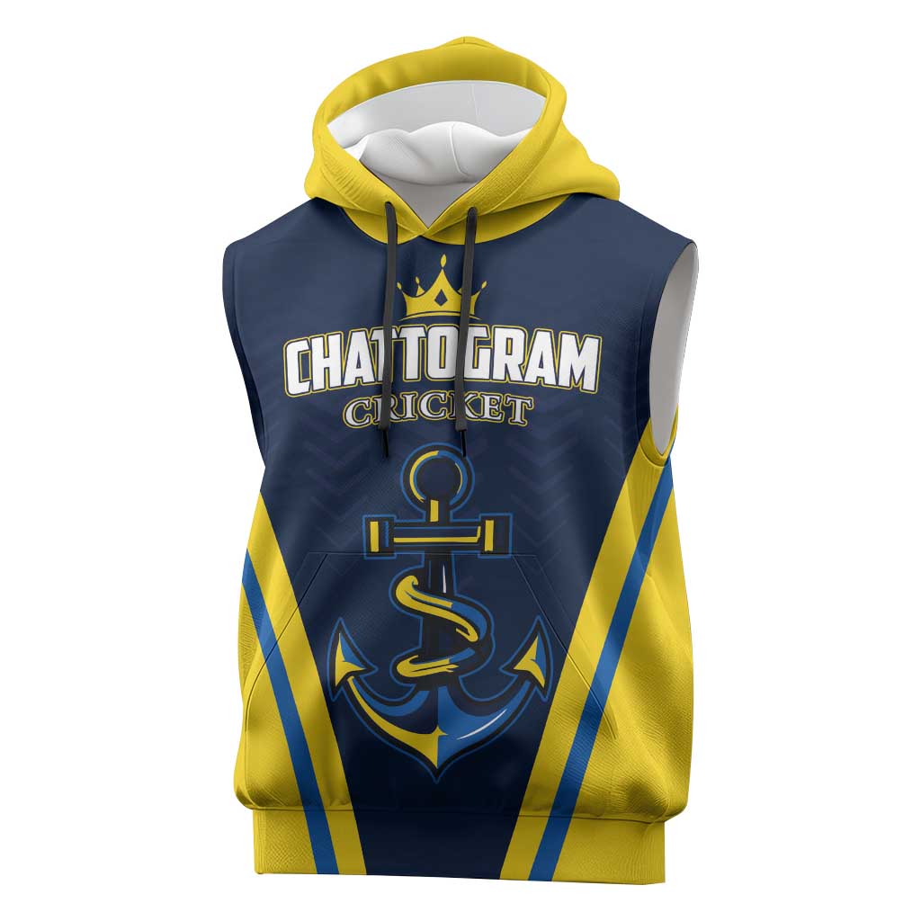 Custom Chattogram Cricket Royals Sleeveless Hoodie Passion Power Purpose - Wonder Print Shop