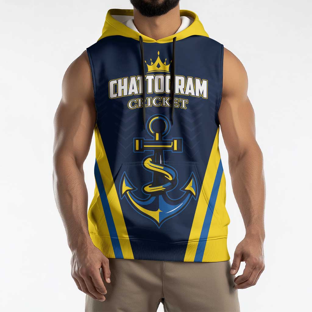Custom Chattogram Cricket Royals Sleeveless Hoodie Passion Power Purpose - Wonder Print Shop