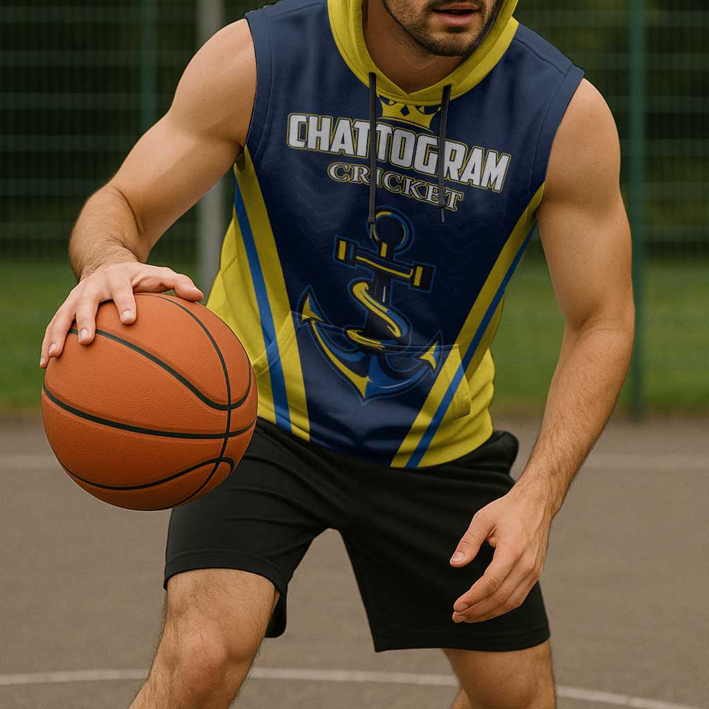 Custom Chattogram Cricket Royals Sleeveless Hoodie Passion Power Purpose - Wonder Print Shop
