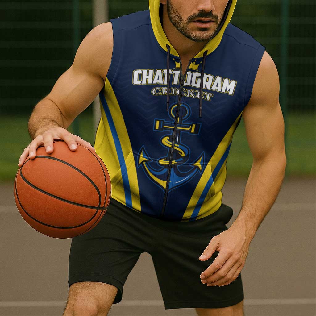 Custom Chattogram Cricket Royals Sleeveless Zip Hoodie Passion Power Purpose - Wonder Print Shop