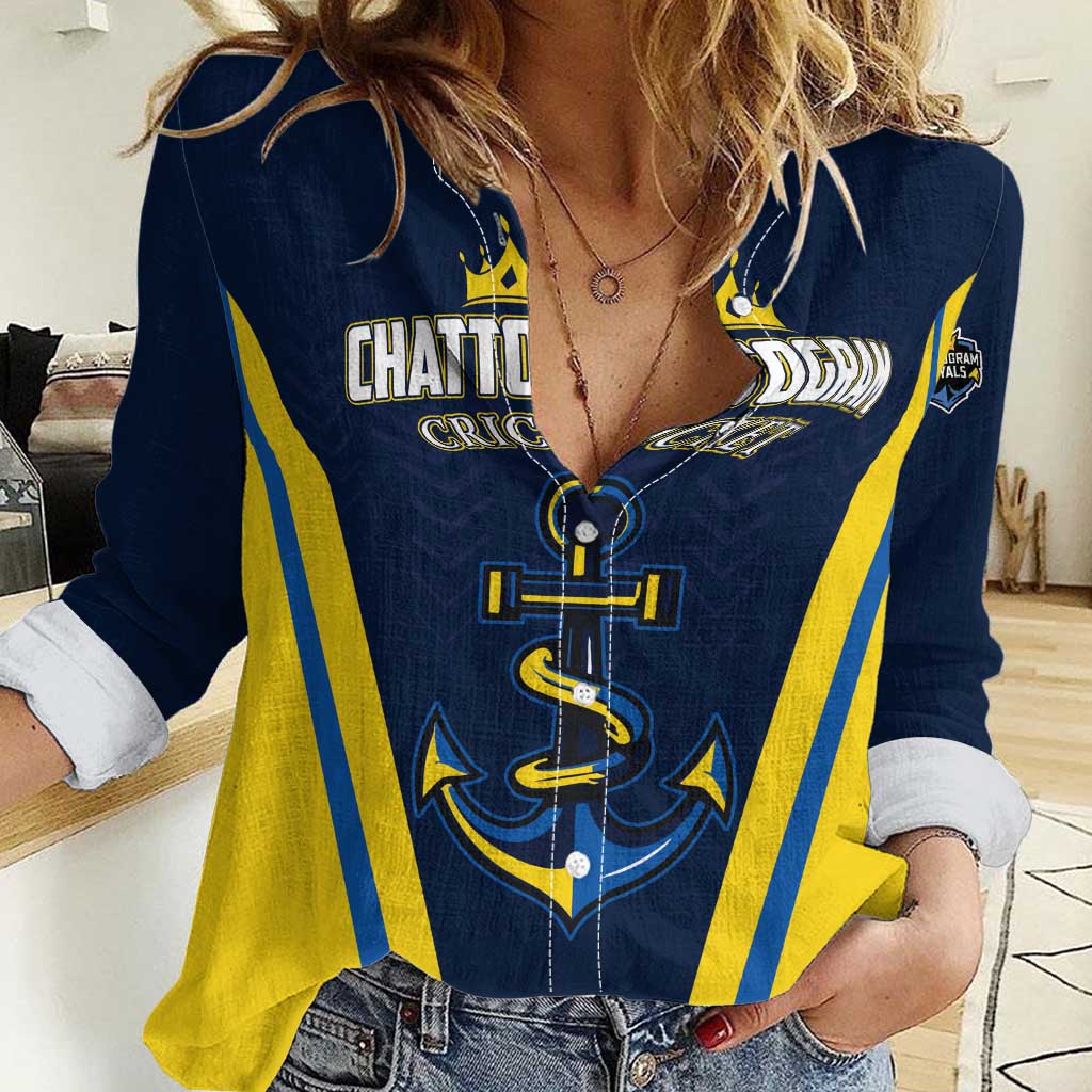 Custom Chattogram Cricket Royals Women Casual Shirt Passion Power Purpose - Wonder Print Shop