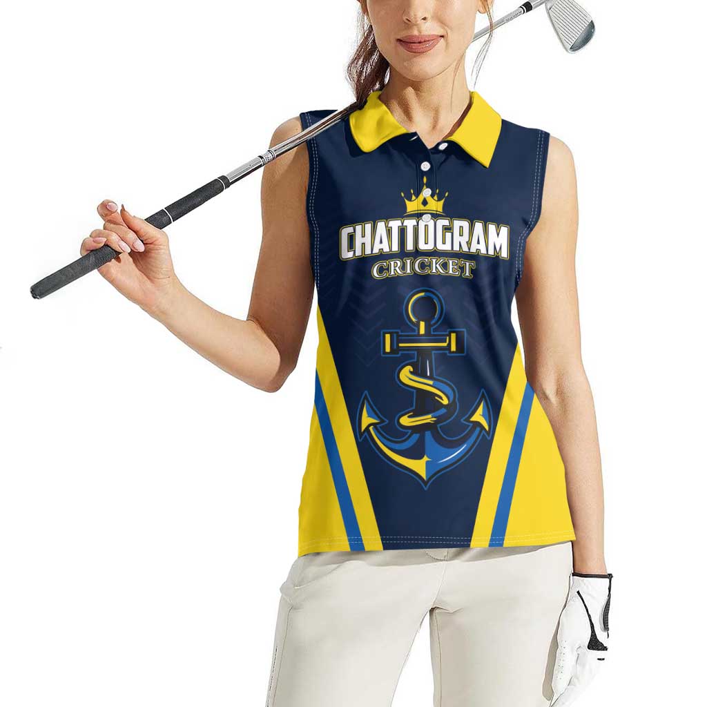 Custom Chattogram Cricket Royals Women Sleeveless Polo Shirt Passion Power Purpose - Wonder Print Shop
