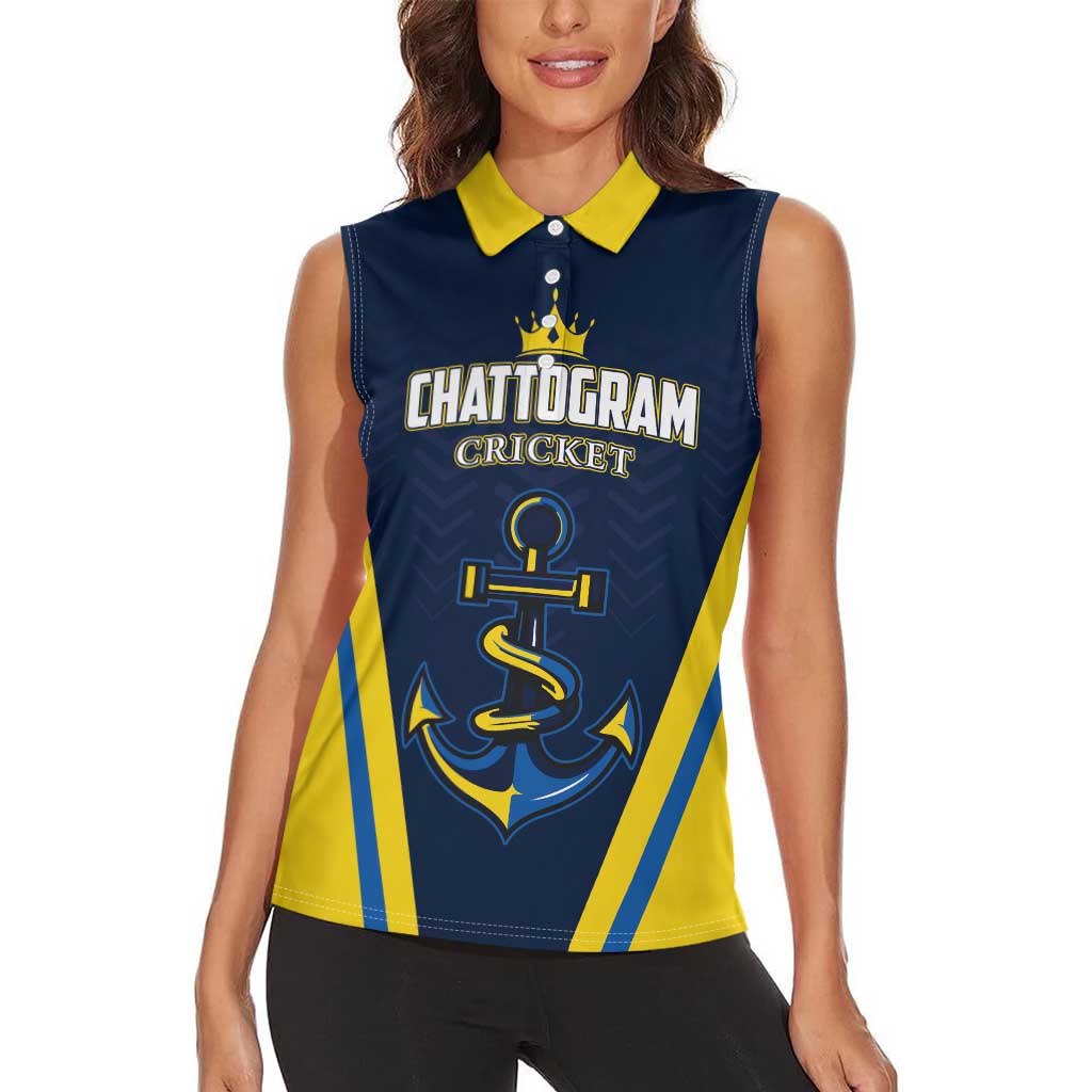 Custom Chattogram Cricket Royals Women Sleeveless Polo Shirt Passion Power Purpose - Wonder Print Shop