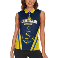 Custom Chattogram Cricket Royals Women Sleeveless Polo Shirt Passion Power Purpose - Wonder Print Shop