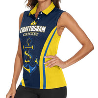 Custom Chattogram Cricket Royals Women Sleeveless Polo Shirt Passion Power Purpose - Wonder Print Shop