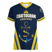 Custom Chattogram Cricket Royals Women V-Neck T-Shirt Passion Power Purpose - Wonder Print Shop