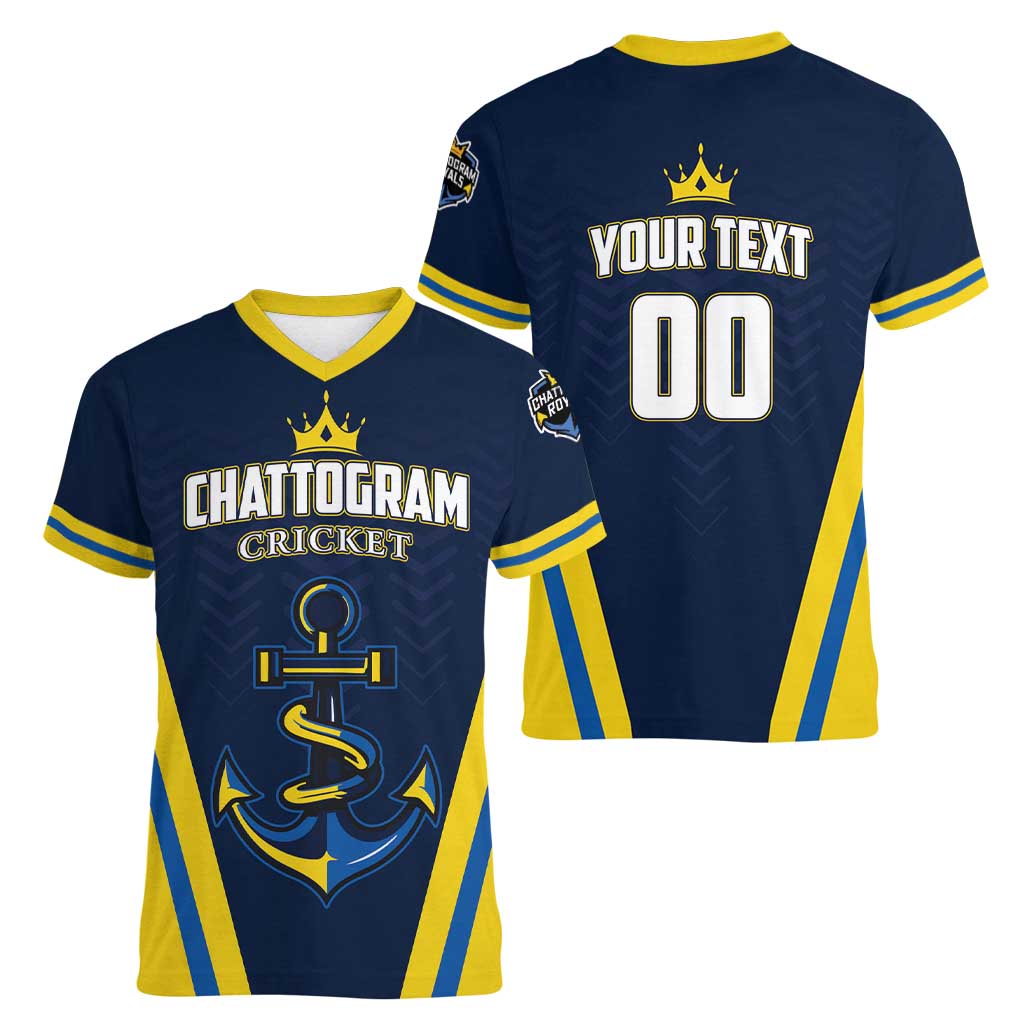 Custom Chattogram Cricket Royals Women V-Neck T-Shirt Passion Power Purpose - Wonder Print Shop