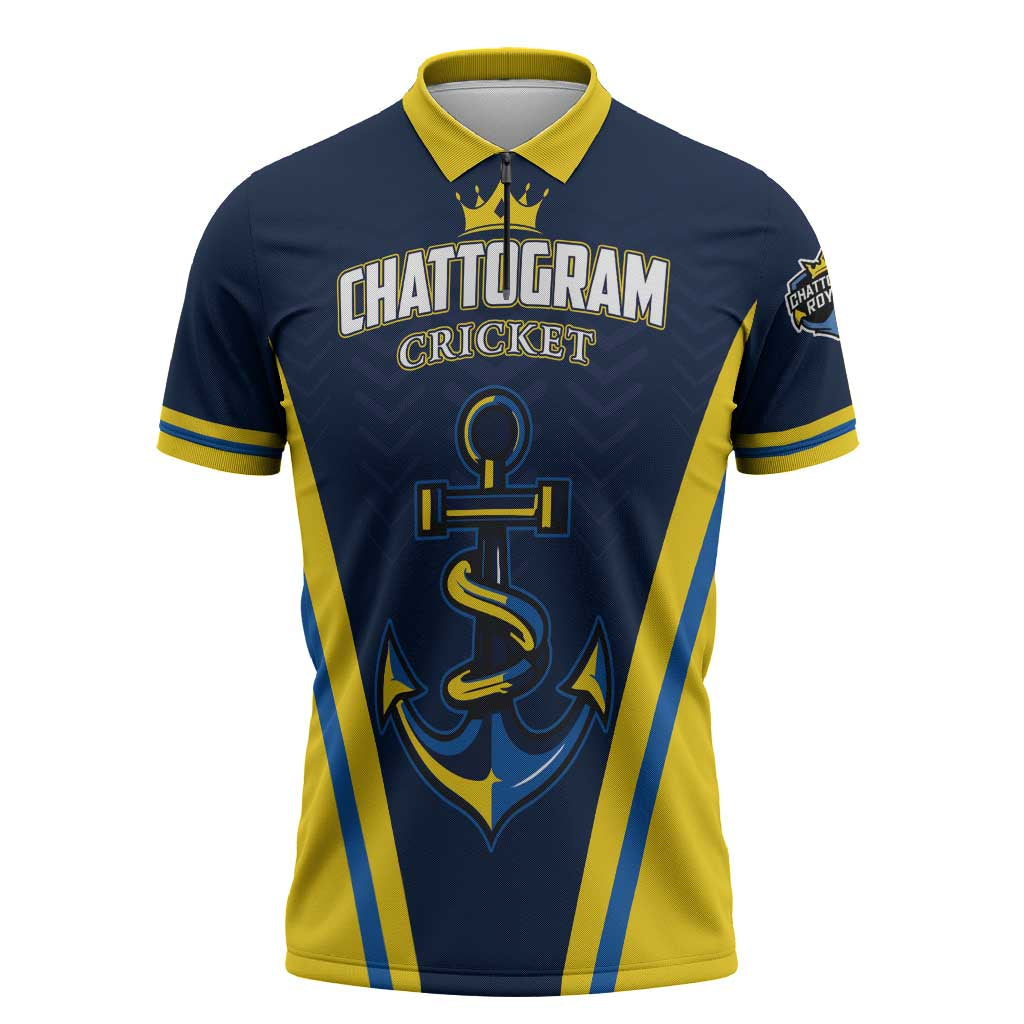 Custom Chattogram Cricket Royals Zipper Polo Shirt Passion Power Purpose - Wonder Print Shop