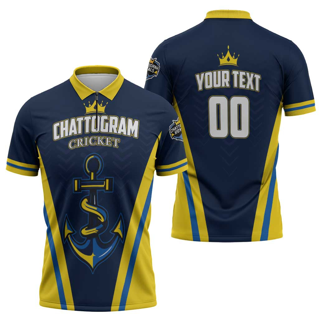 Custom Chattogram Cricket Royals Zipper Polo Shirt Passion Power Purpose - Wonder Print Shop