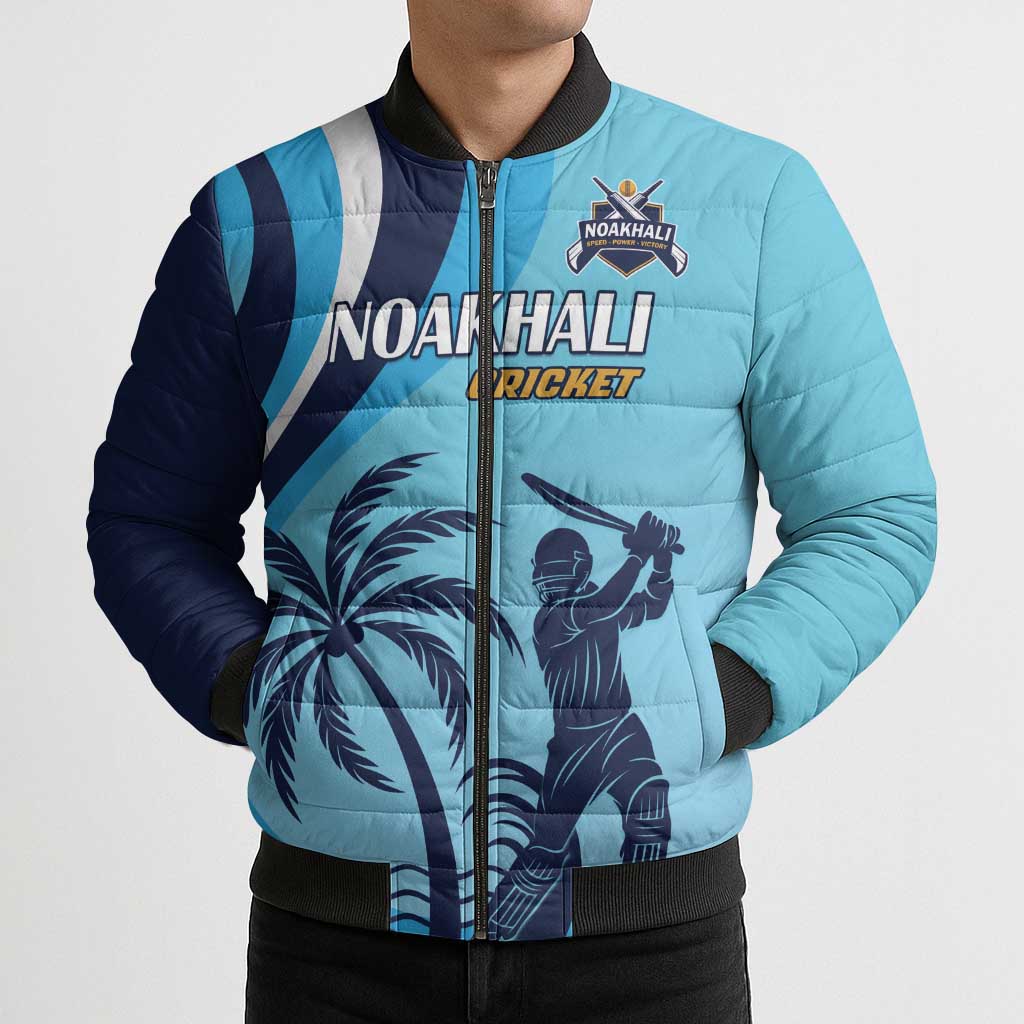 Custom Noakhali Cricket Express Bomber Puffer Jacket Speed Power Victory - Wonder Print Shop