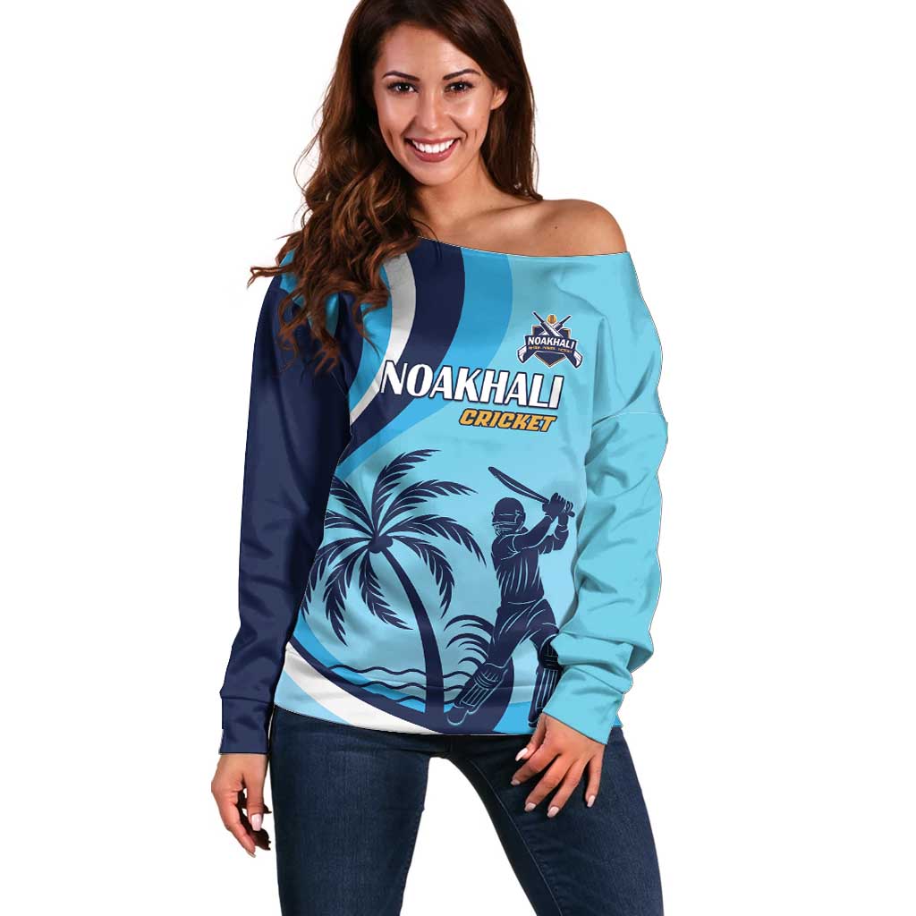 Custom Noakhali Cricket Express Off Shoulder Sweater Speed Power Victory - Wonder Print Shop