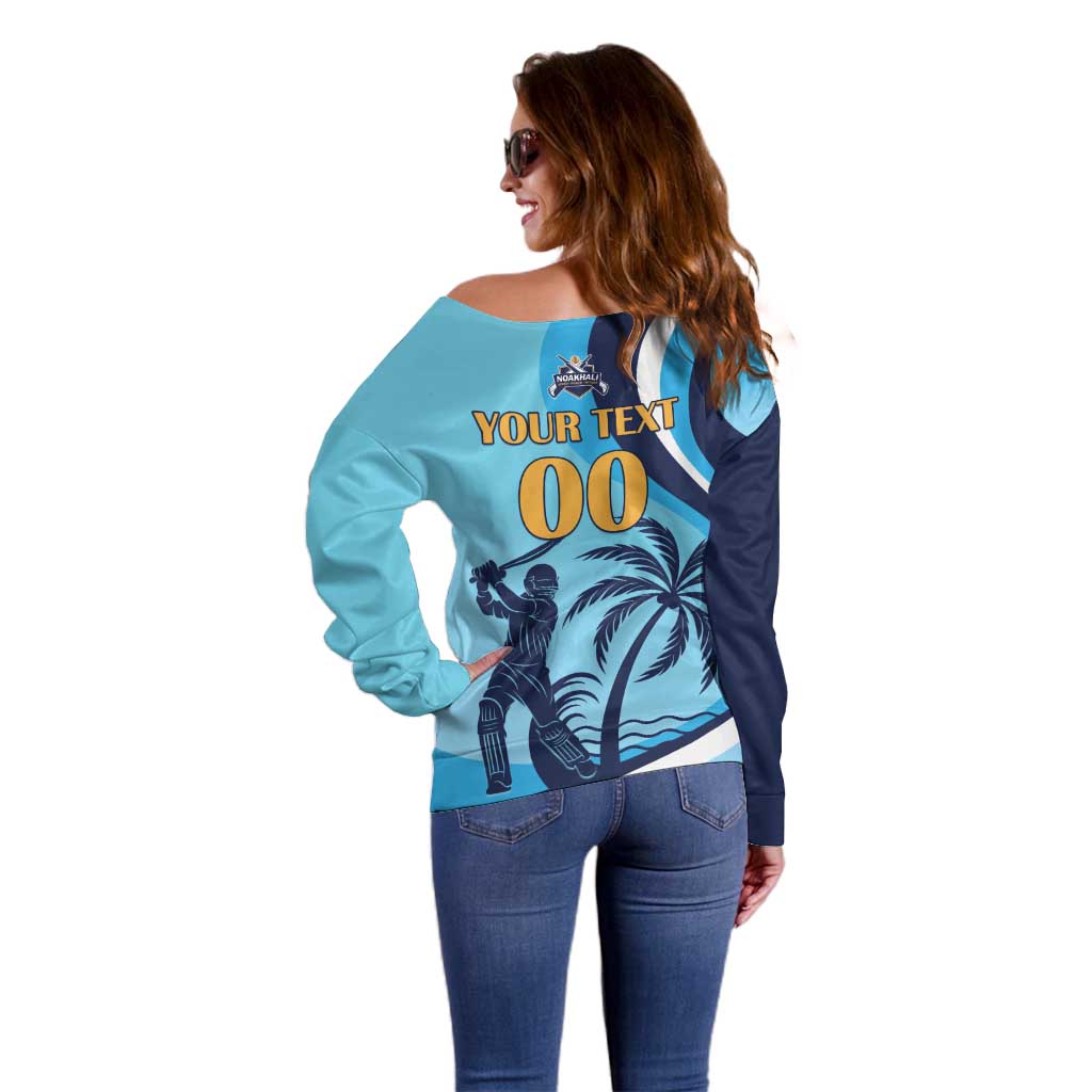 Custom Noakhali Cricket Express Off Shoulder Sweater Speed Power Victory - Wonder Print Shop