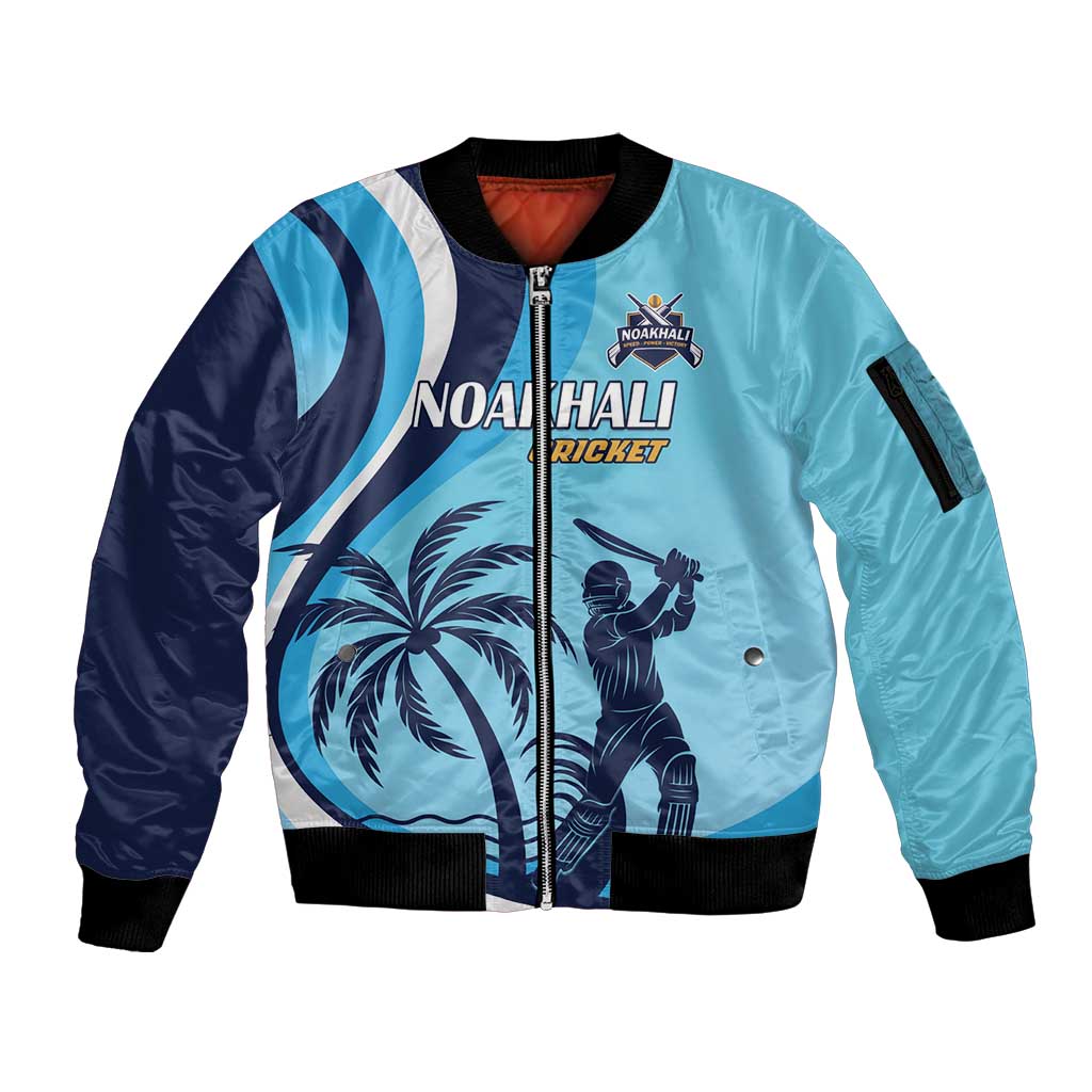 Custom Noakhali Cricket Express Sleeve Zip Bomber Jacket Speed Power Victory - Wonder Print Shop