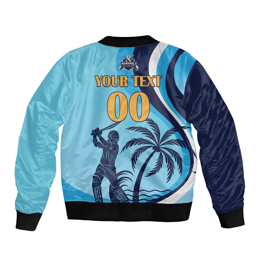 Custom Noakhali Cricket Express Sleeve Zip Bomber Jacket Speed Power Victory - Wonder Print Shop