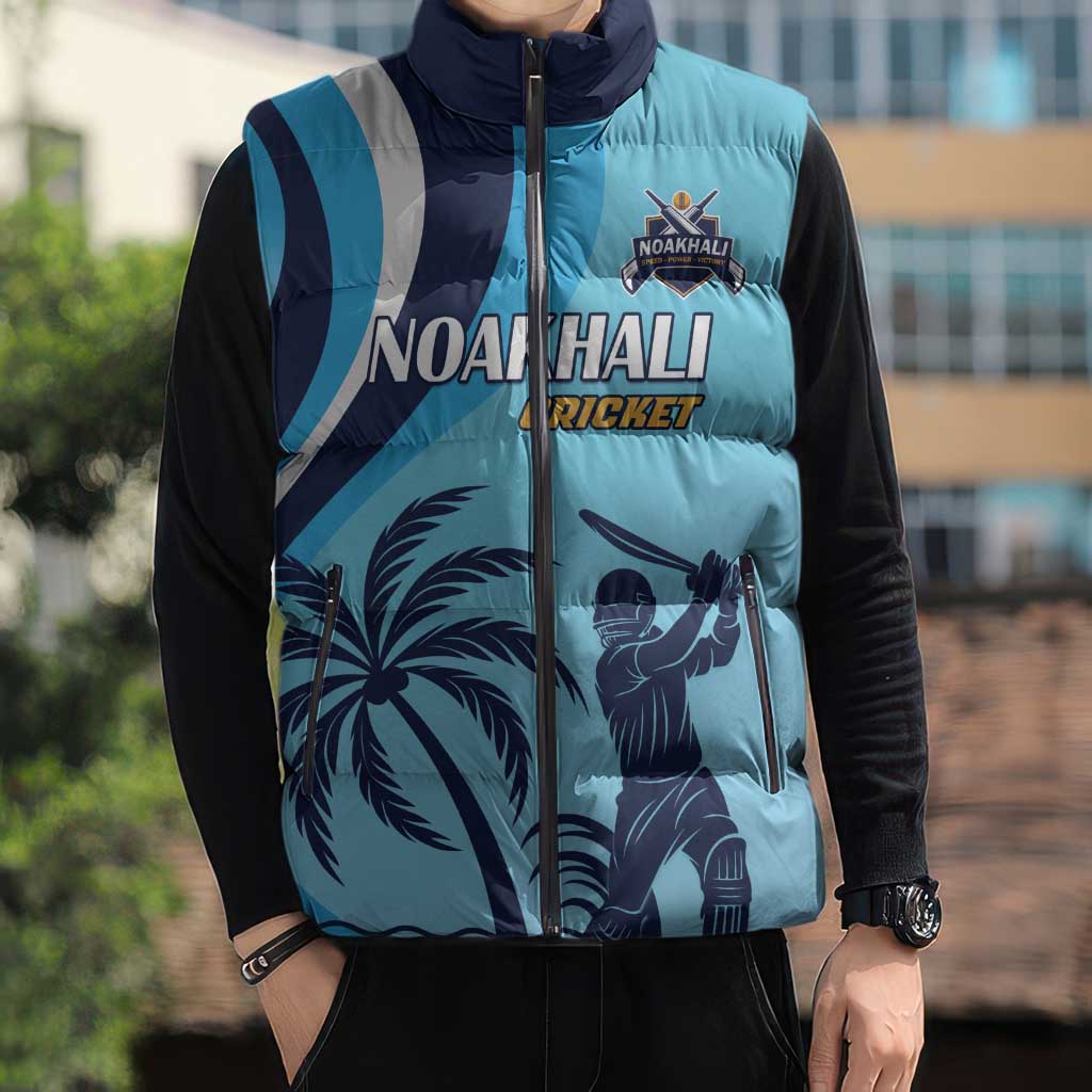 Custom Noakhali Cricket Express Sleeveless Puffer Jacket Speed Power Victory - Wonder Print Shop