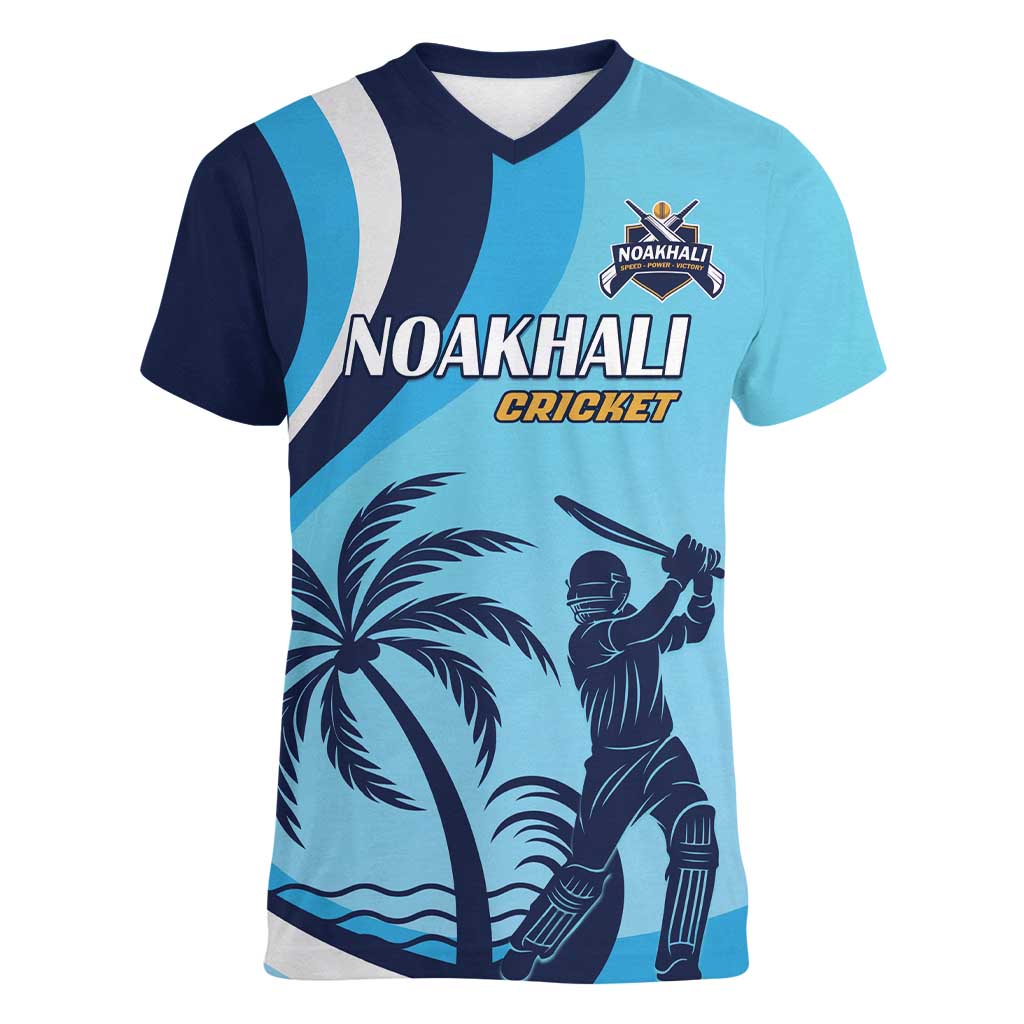 Custom Noakhali Cricket Express Women V-Neck T-Shirt Speed Power Victory - Wonder Print Shop