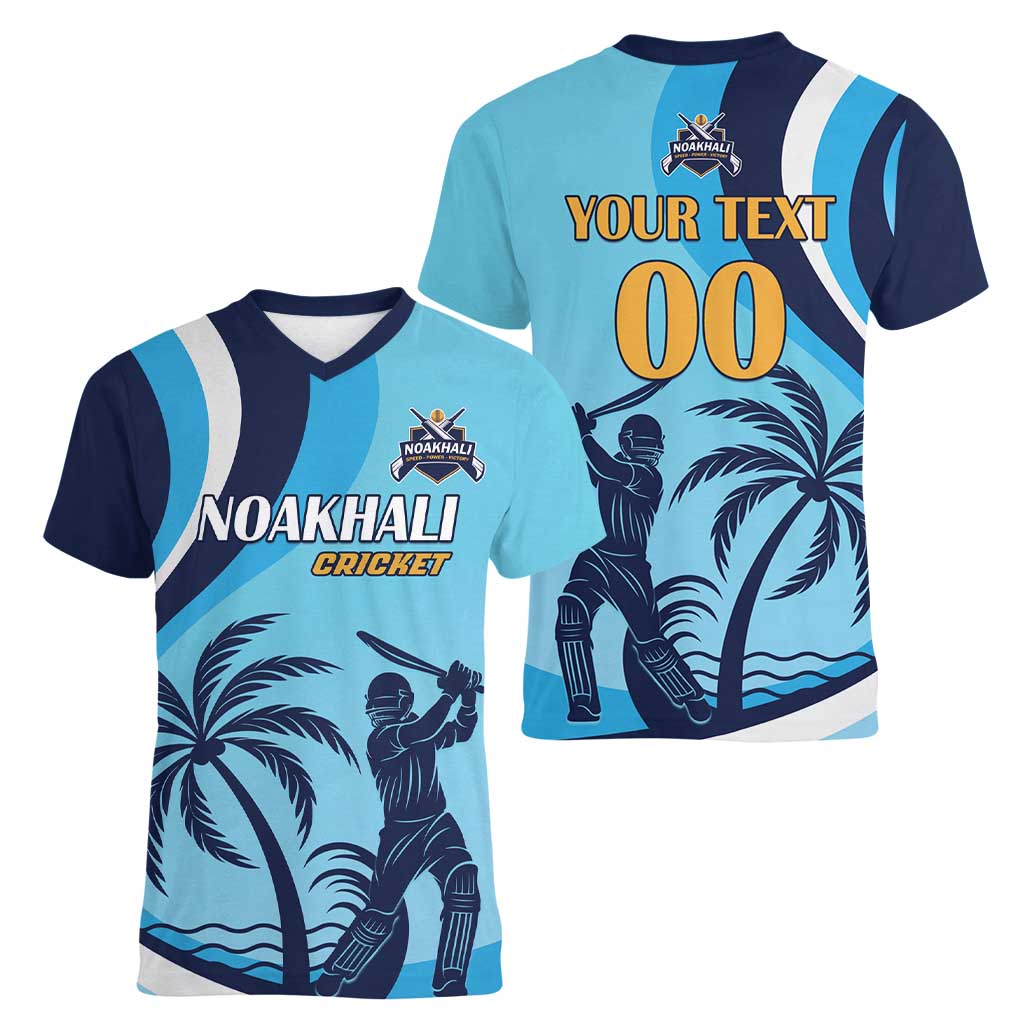 Custom Noakhali Cricket Express Women V-Neck T-Shirt Speed Power Victory - Wonder Print Shop