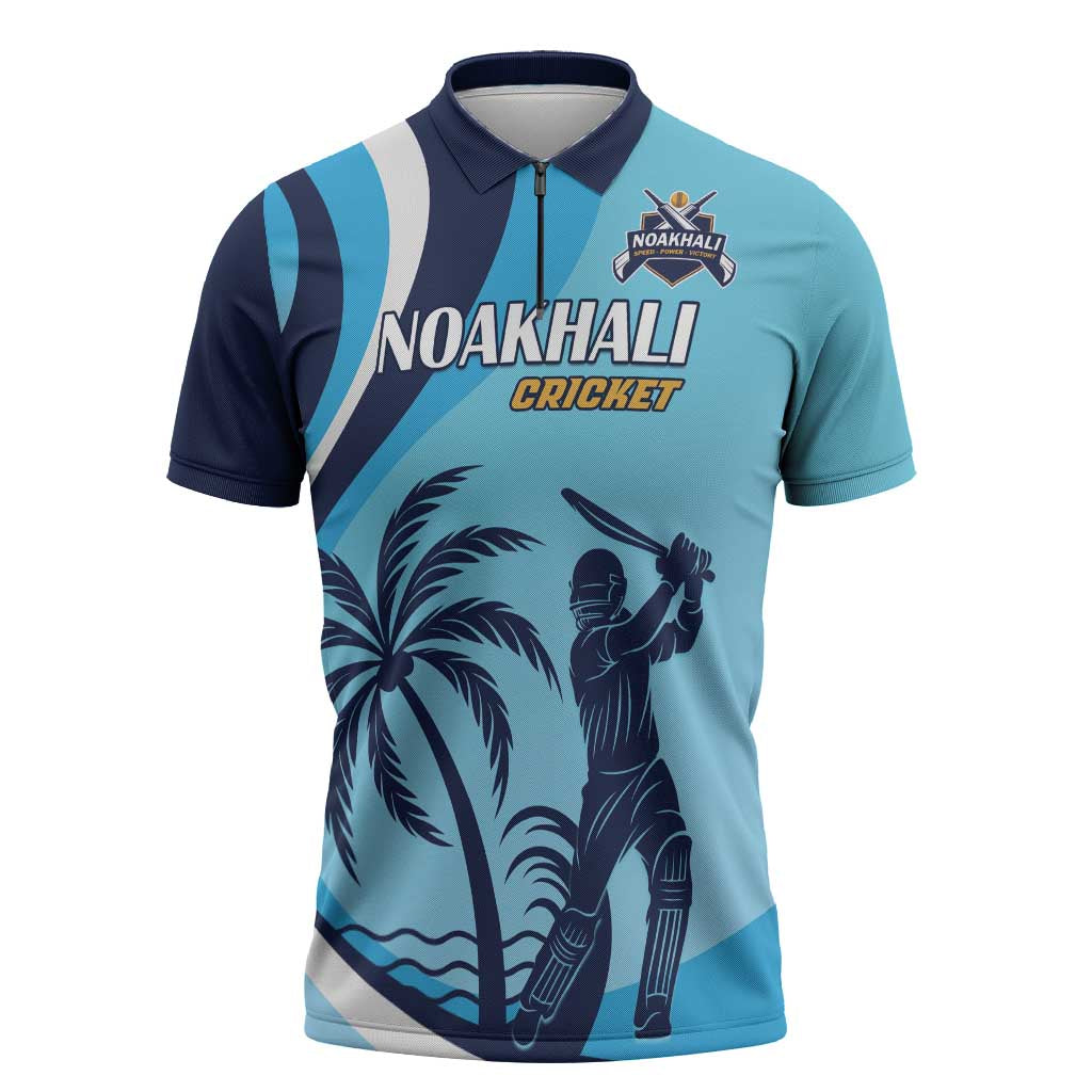 Custom Noakhali Cricket Express Zipper Polo Shirt Speed Power Victory - Wonder Print Shop