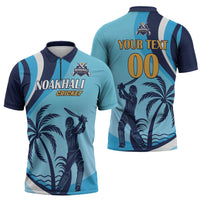 Custom Noakhali Cricket Express Zipper Polo Shirt Speed Power Victory - Wonder Print Shop