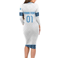 Custom Guatemala Football Long Sleeve Bodycon Dress La Azul y Blanco Come On