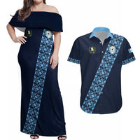 Custom Guatemala Football Couples Matching Off Shoulder Maxi Dress and Hawaiian Shirt Vamos Los Chapines