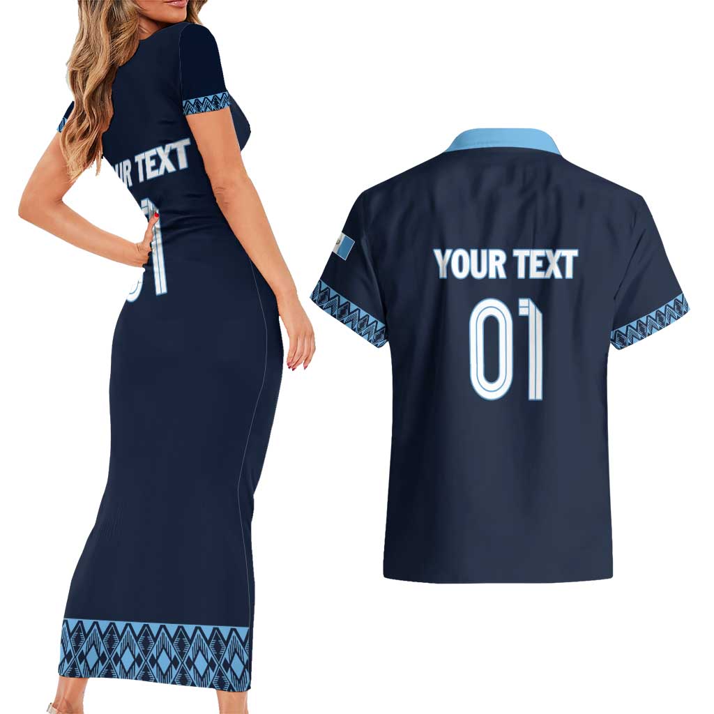 Custom Guatemala Football Couples Matching Short Sleeve Bodycon Dress and Hawaiian Shirt Vamos Los Chapines