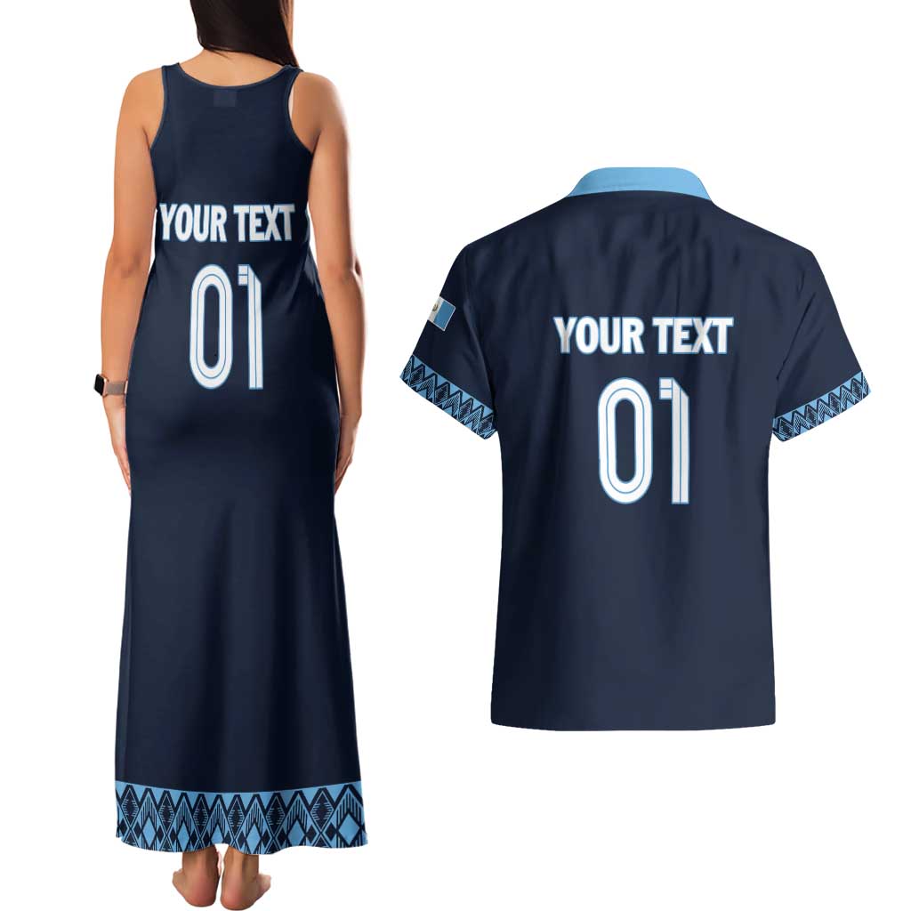 Custom Guatemala Football Couples Matching Tank Maxi Dress and Hawaiian Shirt Vamos Los Chapines