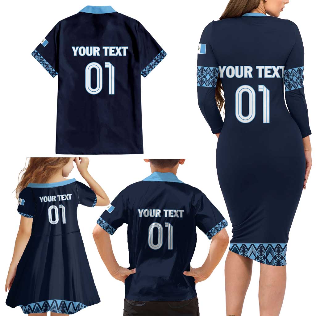 Custom Guatemala Football Family Matching Long Sleeve Bodycon Dress and Hawaiian Shirt Vamos Los Chapines