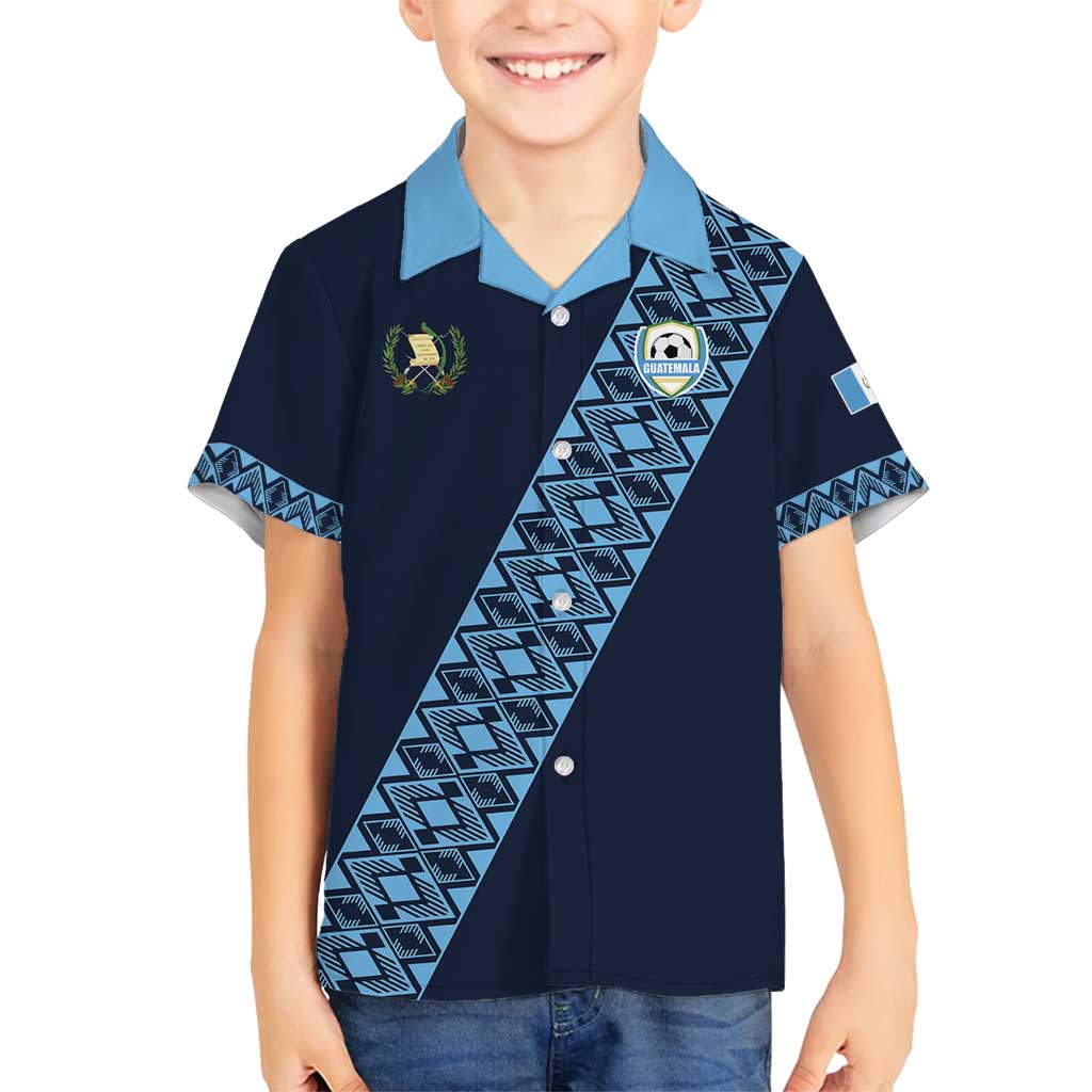 Custom Guatemala Football Family Matching Long Sleeve Bodycon Dress and Hawaiian Shirt Vamos Los Chapines