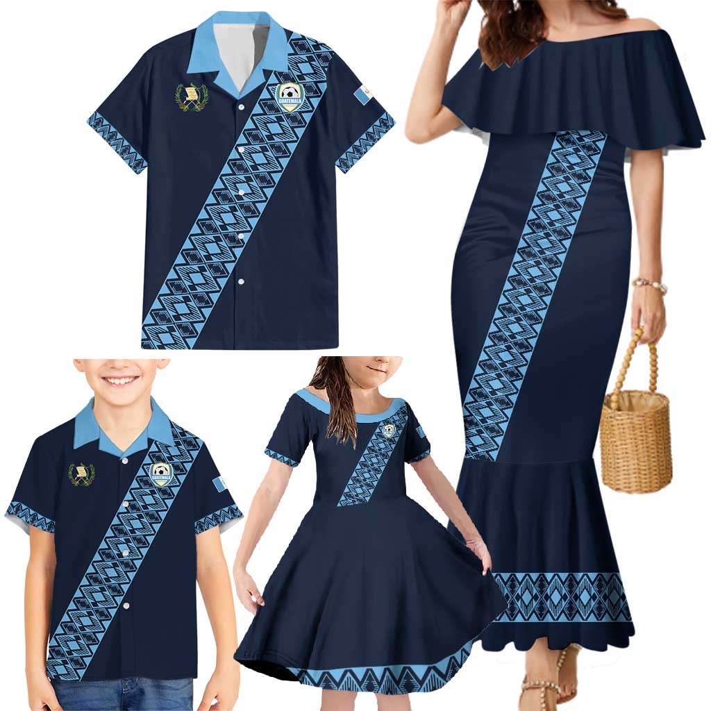 Custom Guatemala Football Family Matching Mermaid Dress and Hawaiian Shirt Vamos Los Chapines